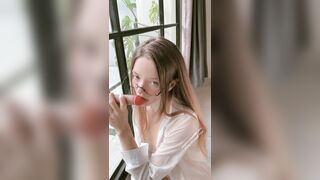 Alice Blowjob Glasses White Shirt