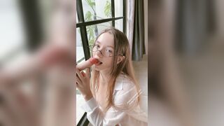 Alice Blowjob Glasses White Shirt