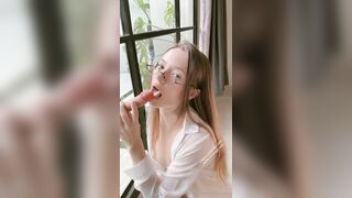 Alice Blowjob Glasses White Shirt