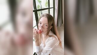 Alice Blowjob Glasses White Shirt