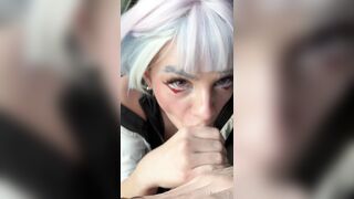 Lems Deep Throat Oral Sex with Colorful Hair Cosplay