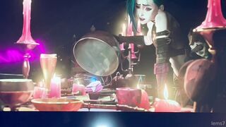 Lems Jinx Cosplay Blue Haired Jinx Sucks Cock and Rides on the Couch
